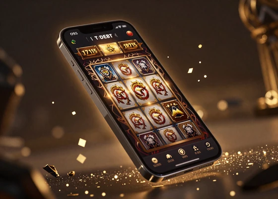 Dragonia Casino mobile Ansicht auf Smartphone mit Spielautomaten-Interface und goldener Beleuchtung